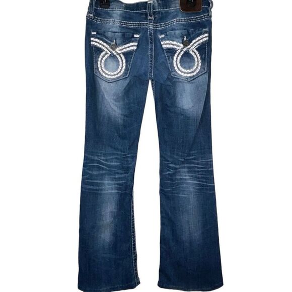 Vintage Big Star Womens Size 28XL Blue Whiskered Embellished Sweet Flare Jeans - Picture 2 of 14